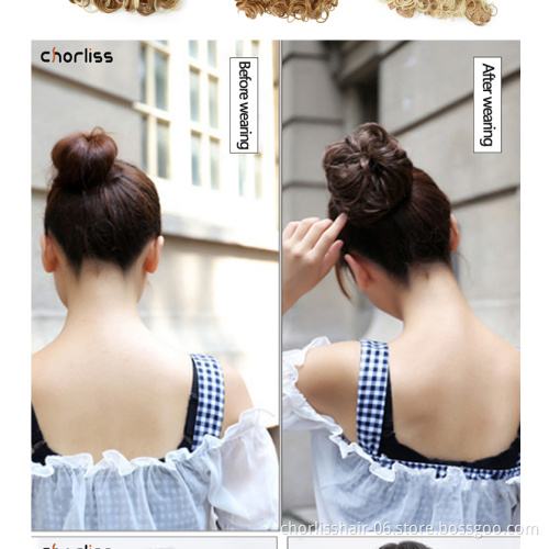 Cheap Buns Chignon Synthetic Ponytail Extensions Elastic Curly Scrunchie Messy Wavy Wrap Synthetic Flexible Hair For Women Party